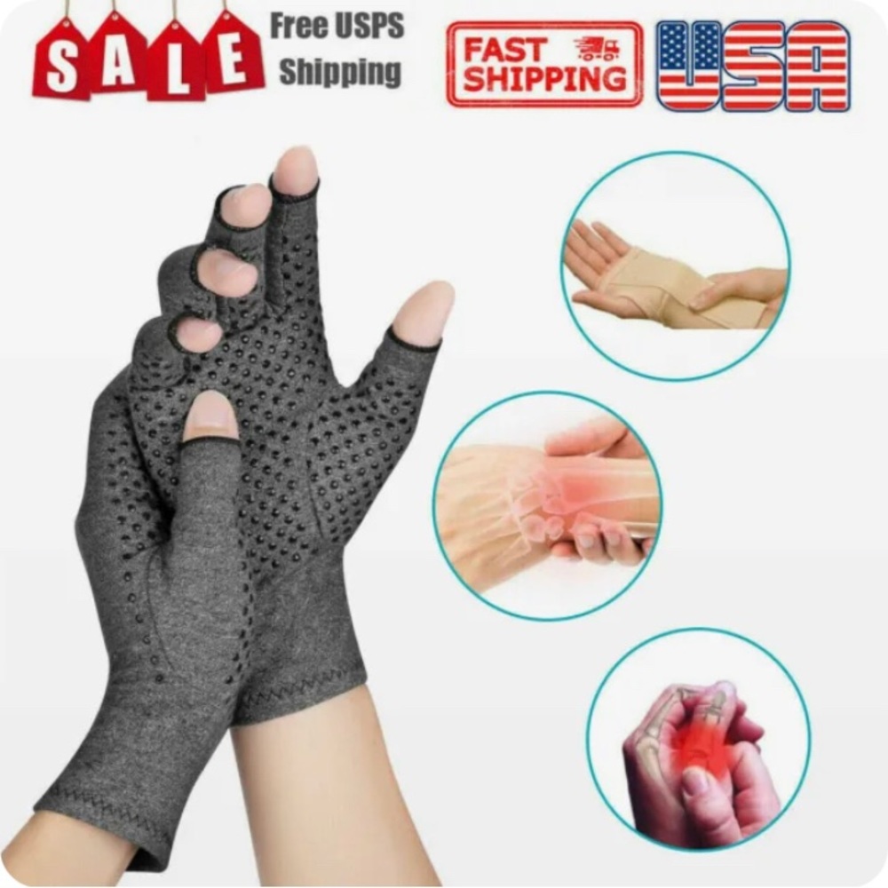 Copper Compression Gloves Medical Arthritis Pain Relief Hand Support Brace USA